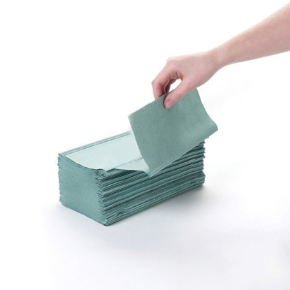 Picture of Green V-fold Paper Towel (1Ply, 24.5cm x 22.2cm, Pack of 3600)